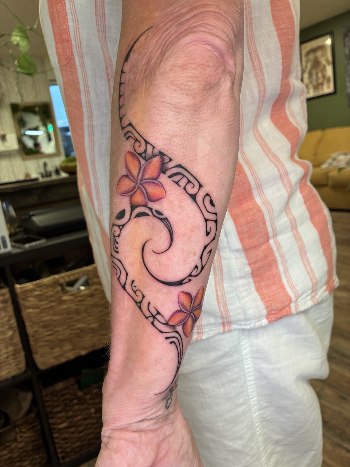 Polynesian forearm tattoo by Jen